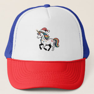 Cute Unicorn Deer Reindeer Christmas Lights Funny  Trucker Hat