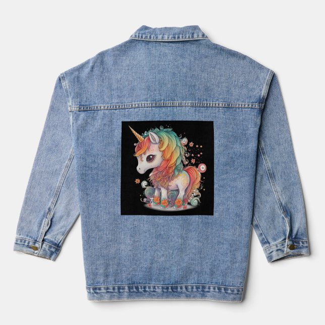 CUTE UNICORN DENIM JEAN JACKET (Back)