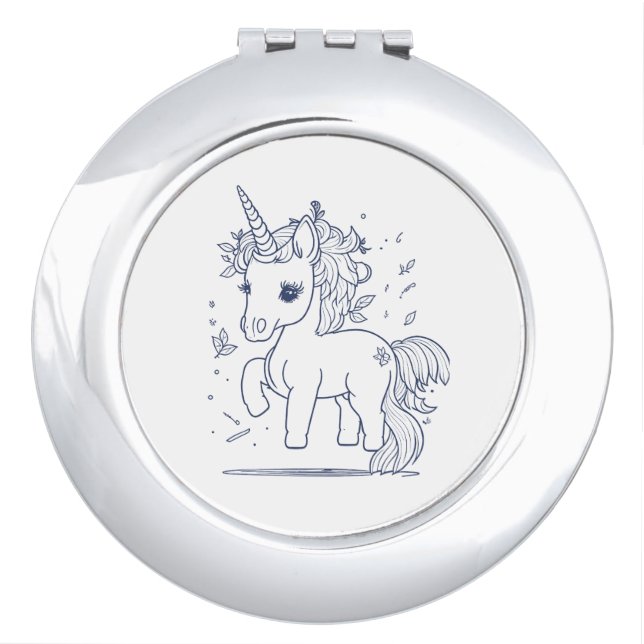 Cute Unicorn design. Compact Mirror (Front)