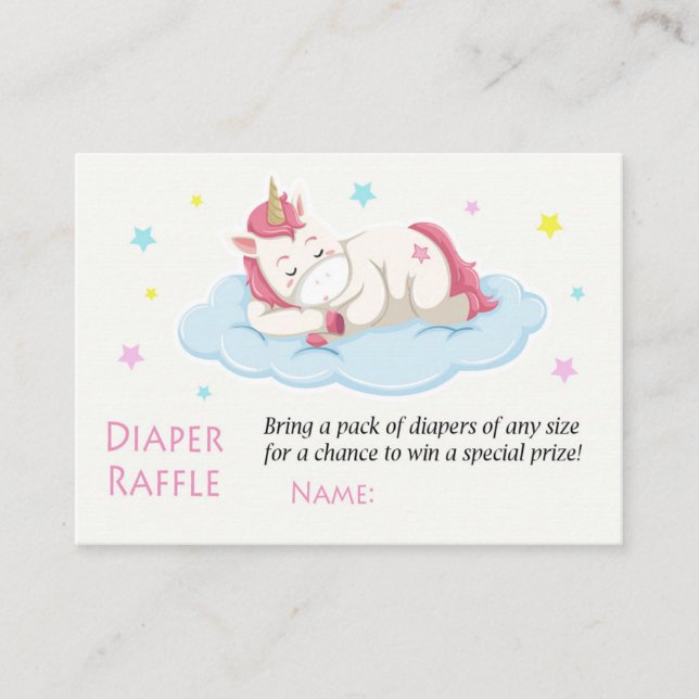 Cute Unicorn Diaper Raffle Tickets (Front)