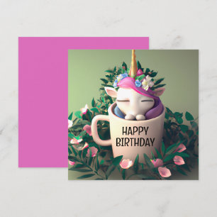 Cute Unicorn Digital Painting Happy Birthday Card