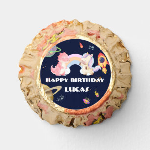Cute Unicorn Dinosaur Galaxy Rocket birthday party Reese's Peanut Butter Cups