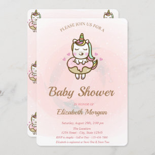 Cute Unicorn, Donut Baby Shower Invitation