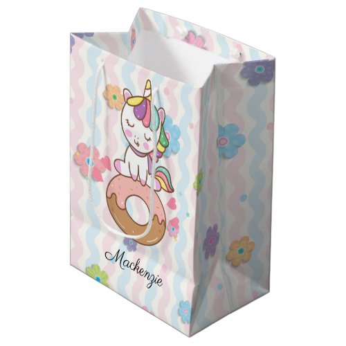 Cute Unicorn Donut Custom Medium Gift Bag
