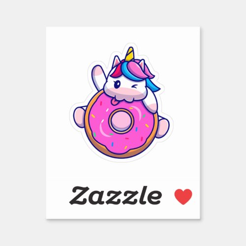 Cute Unicorn Donut Sticker