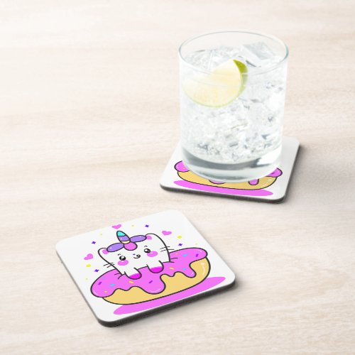 Cute Unicorn Donut Stone Coaster Lover Ones Beverage Coaster