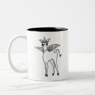 Cute Unicorn drawing Two-Tone Coffee Mug