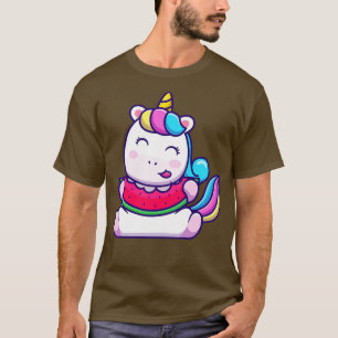 Cute Unicorn Eating Watermelon T-Shirt