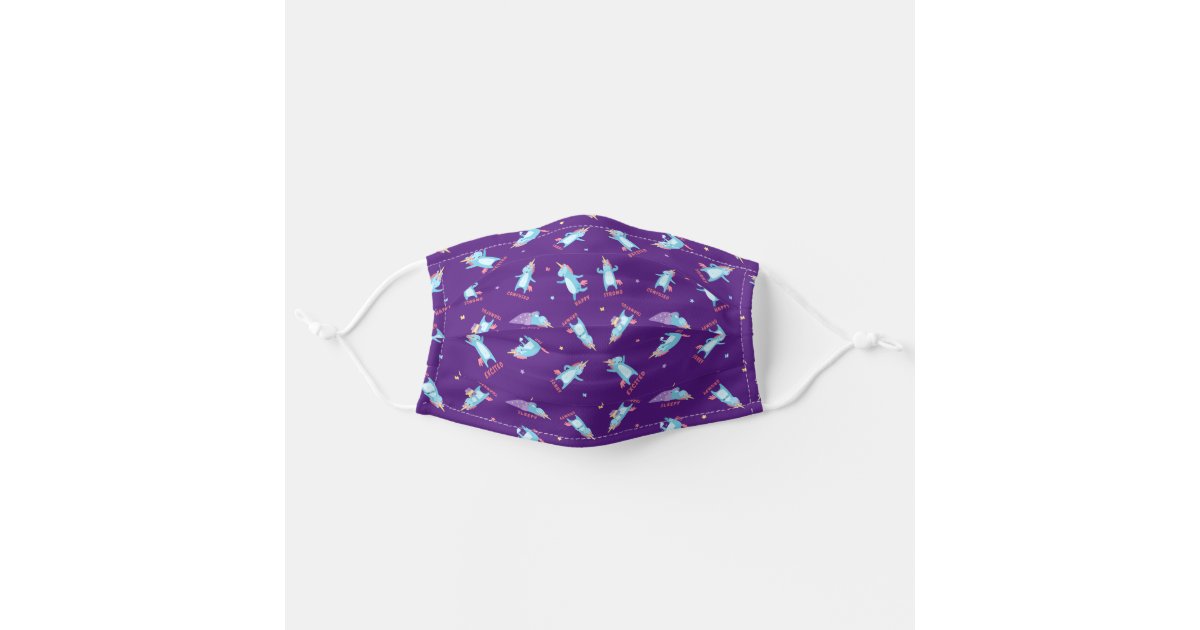Cute Unicorn Emotions Pattern Cloth Face Mask Zazzle Com
