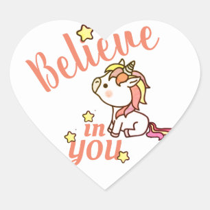 Cute Unicorn Encouragement Heart Sticker