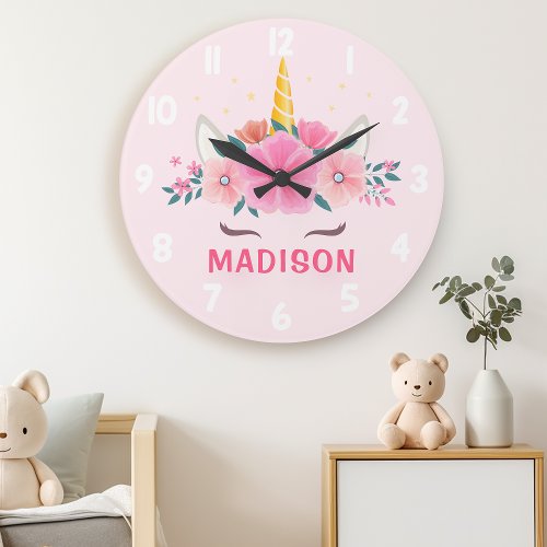 Cute Unicorn Eyelashes Girls Bedroom Wall Clock