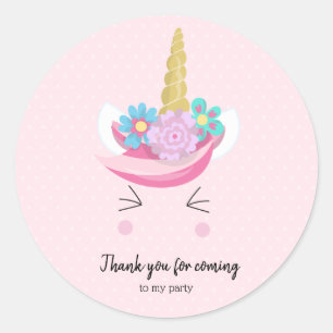 Cute unicorn face - choose background color classic round sticker