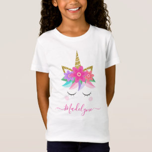 Cute Unicorn Face Flowers T-Shirt