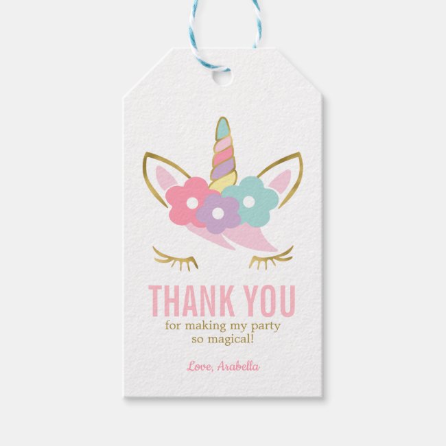 Cute Unicorn Face Girl's Birthday Gift Tags