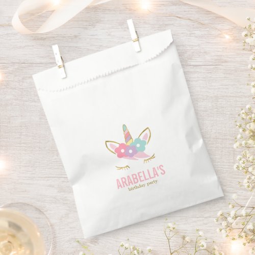 Cute Unicorn Face Girls Birthday Party Favor Bag