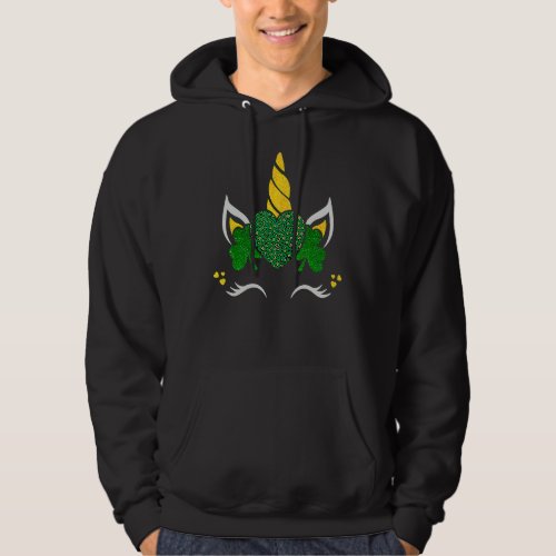 Cute Unicorn Face Girls For St Patricks Day Green  Hoodie