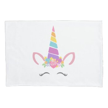 Cute Unicorn Face Pillow Case by escapefromreality at Zazzle