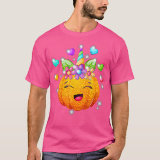 Cute Unicorn Face Pumpkin Halloween Gifts Women Gi T-Shirt