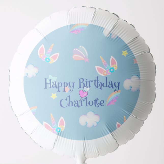 Cute Unicorn face rainbow gradient birthday party  Balloon (Front)