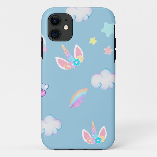 Cute Unicorn face rainbow gradient birthday party  Case-Mate iPhone Case (Back)
