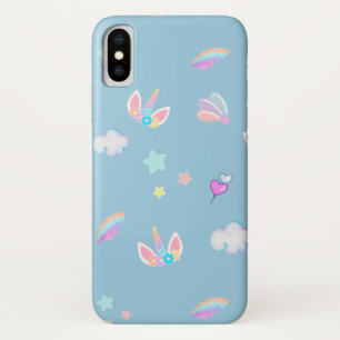 Cute Unicorn face rainbow gradient birthday party iPhone X Case