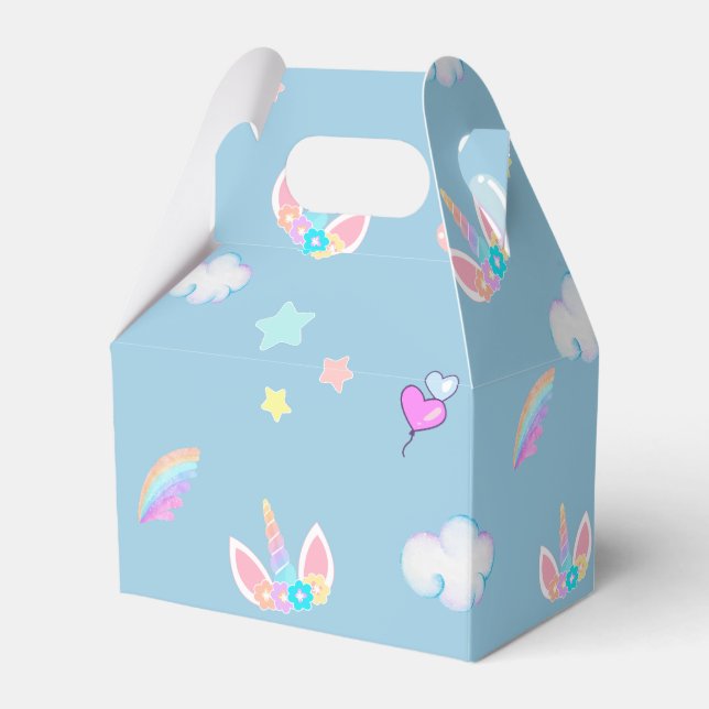 Cute Unicorn face rainbow gradient birthday party  Favor Boxes (Front Side)