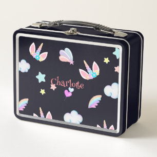 Cute Unicorn face rainbow gradient birthday party Metal Lunch Box