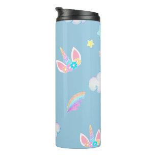 Cute Unicorn face rainbow gradient birthday party Thermal Tumbler