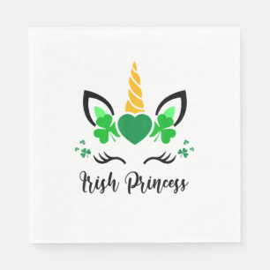 Cute Unicorn Face Shamrock Irish Princess St Patri Napkins