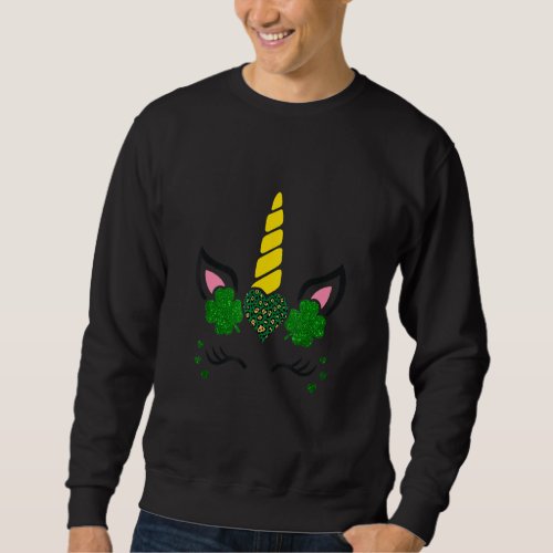 Cute Unicorn Face St Patricks Days Girls Kids 1 Sweatshirt