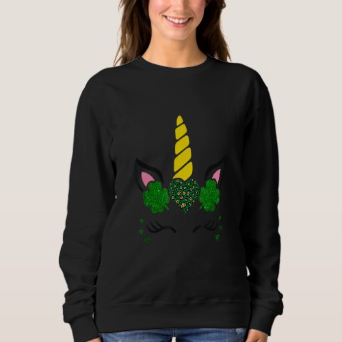 Cute Unicorn Face St Patricks Days Girls Kids 1 Sweatshirt