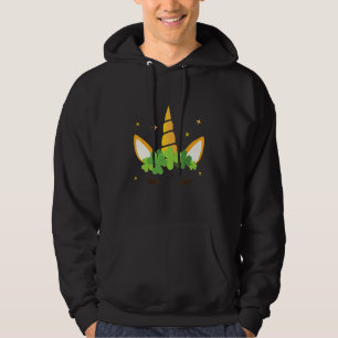 Cute Unicorn face St Patricks days girls kids Hoodie