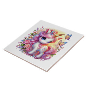 Cute unicorn fantasy girls room crafting ceramic tile