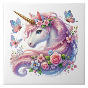 Cute unicorn fantasy girls room crafting ceramic tile