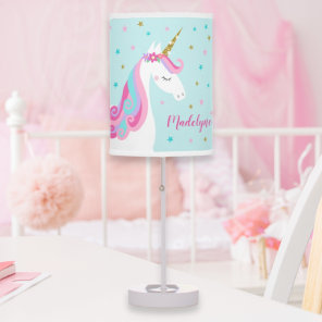 Cute Unicorn Fantasy Glitter Aqua Table Lamp