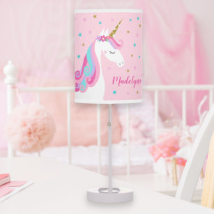 Cute Unicorn Fantasy Glitter Pink Table Lamp
