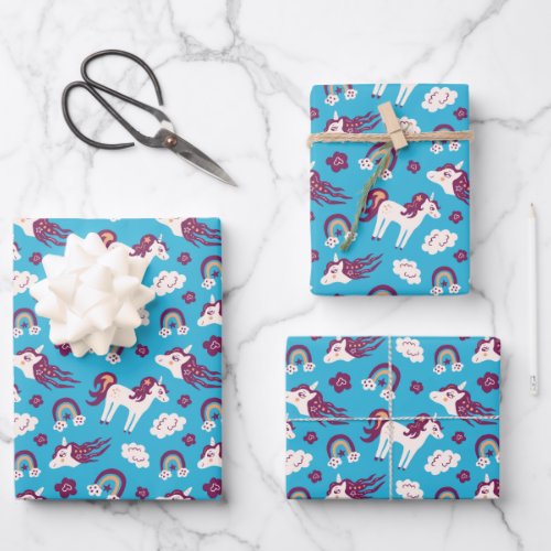 cute unicorn fantasy lovers  wrapping paper sheets