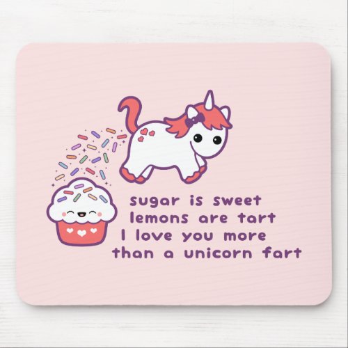Cute Unicorn Fart Mouse Pad