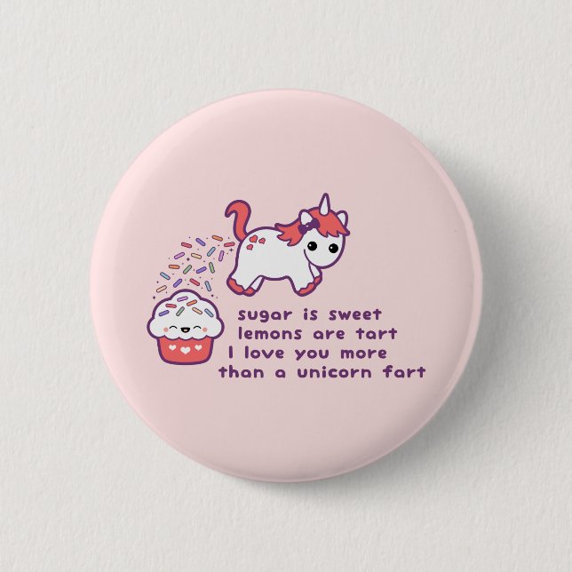 Cute Unicorn Fart Pinback Button (Front)