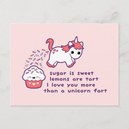 Cute Unicorn Fart Postcard