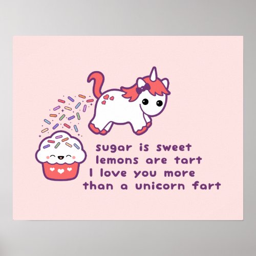 Cute Unicorn Fart Poster