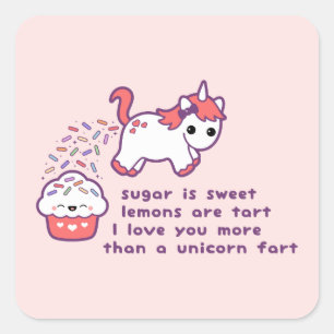 Cute Unicorn Fart Square Sticker