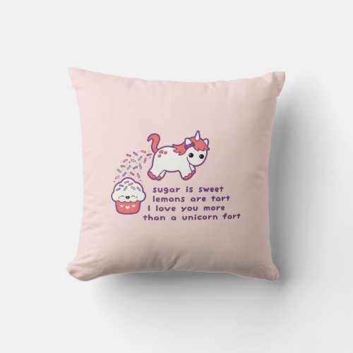 Cute Unicorn Fart Throw Pillow