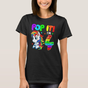 Cute Unicorn Fidget Toys Pop It I'm 4 Kids 4th Bir T-Shirt