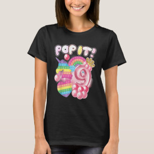 Cute Unicorn Fidget Toys Pop It I'm 9 Girls 9th Bi T-Shirt