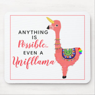 Cute Unicorn Flamingo Llama Inspirational Quote Mouse Pad