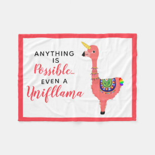 Cute Unicorn Flamingo Llama Inspiring Unifllama Fleece Blanket