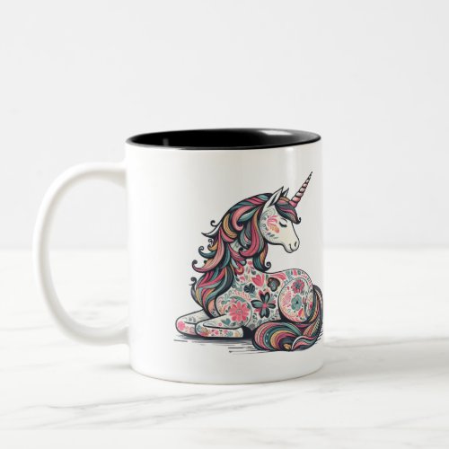 Cute Unicorn Floral Stars Coffee Mug