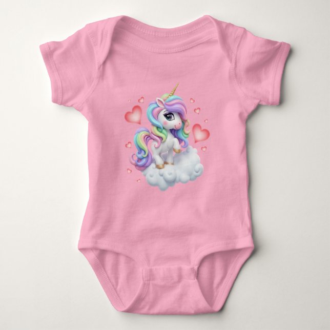 Cute unicorn : For Baby Girls Bodysuit (Front)