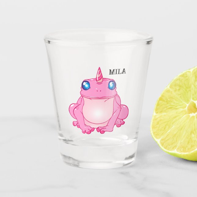 Cute Unicorn  frog fantasy Shot Glass (Front)